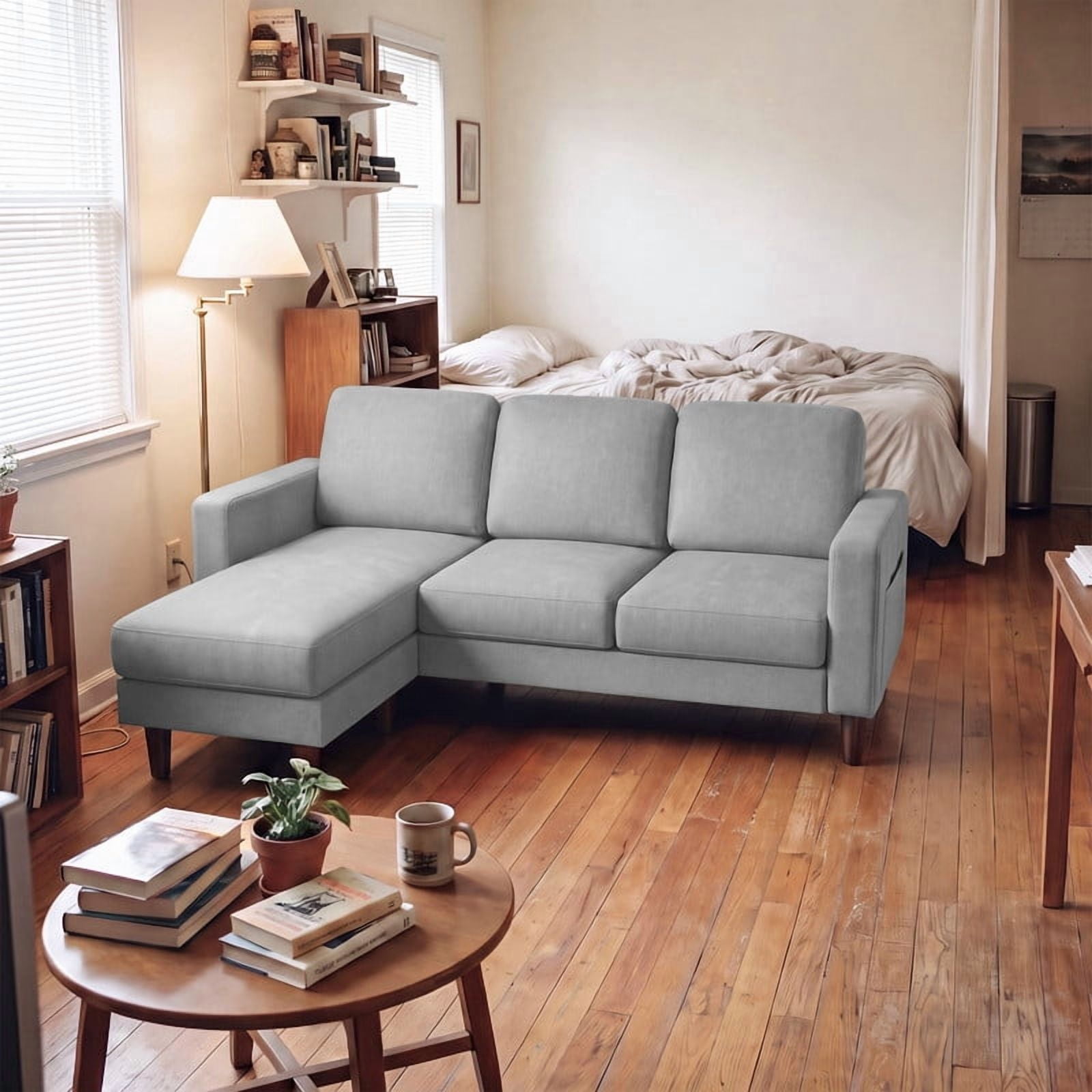 Lacoo L-Shaped Sofa Couch, 72" Modern Reversible Chaise Cloud Sofa with Cushions for Living Room, Apartment and Small Space, Gray