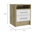 thumbnail image 5 of White and Light Oak 2-Drawer 1-Shelf Rectangle Nightstand,White Particle Board Furniture Bedroom Nightstands, 5 of 7