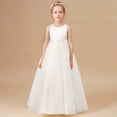 thumbnail image 2 of XEGLSBU Girls' Dresses Sleeveless Performance Dress for Girls Pearl Front Smocked Back Weeding Dresses White Size 6-7 Years, 2 of 7