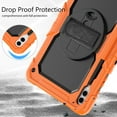 thumbnail image 6 of ELEHOLD Rugged Hybrid Case for Samsung Galaxy Tab S9 Plus 12.4" 2023 Three-Layer Protection with Built-in Screen Protector 360° Rotating Kickstand Handstrap Shoulder Strap Shockproof Case,Orange, 6 of 10