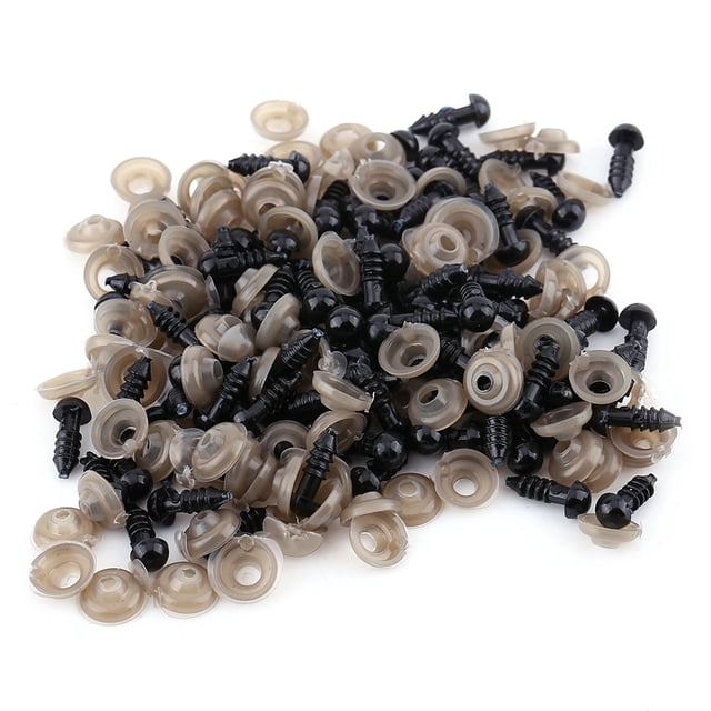 100 piezas de Ojos de juguete con arandelas 6/8/9/10/12 mm mu?eca haciendo ojos de mu?eca de plástico kits para felpa peluche oso de peluche de animales juguetes(12mm) EOTVIA No