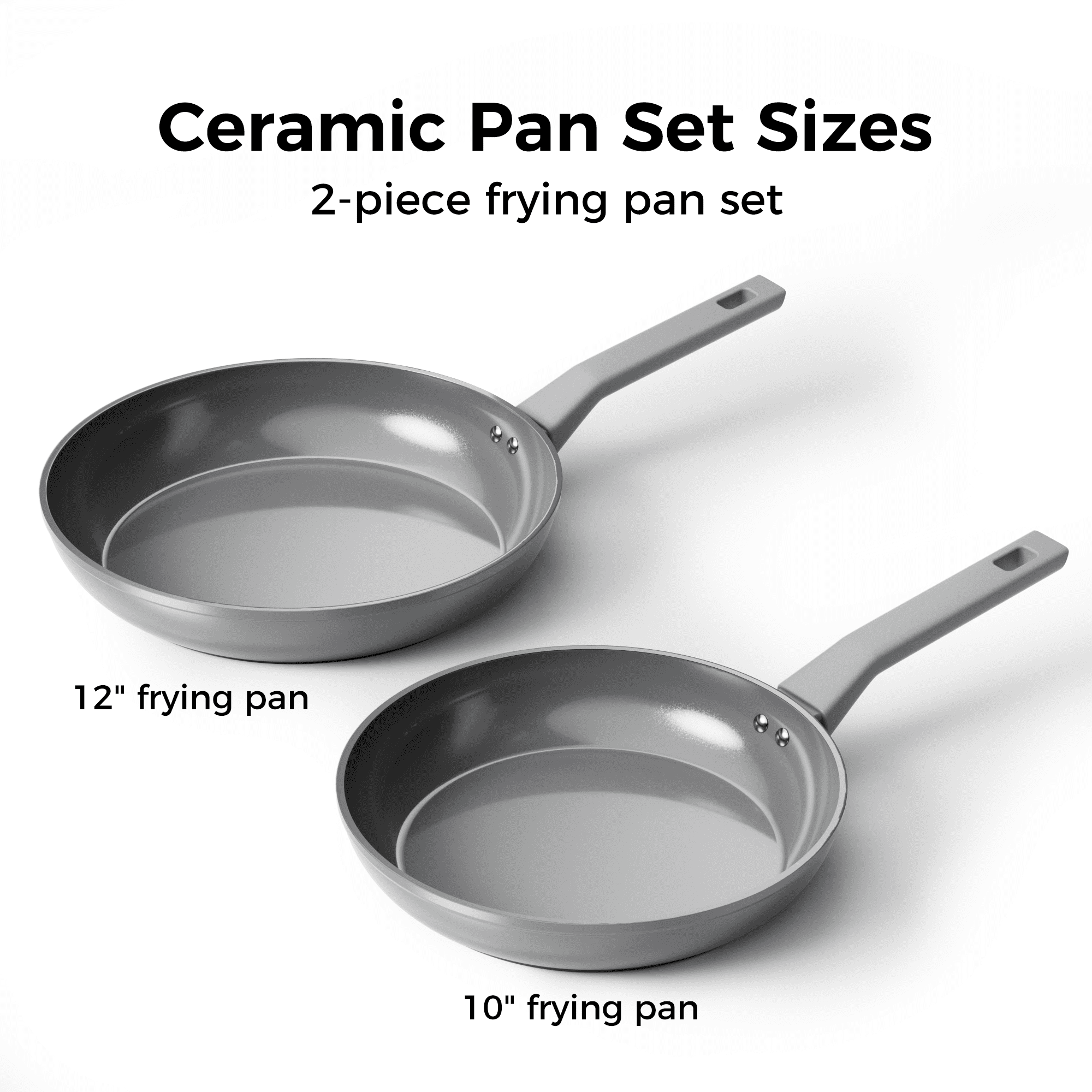 Sanho 2-Piece Frying Pan Set Nonstick, 10 & 12 inch Skillets, Diamond-Titanium Ceramic Coating, Healthy Nonstick Cookware, Induction Compatible & Dishwasher Safe