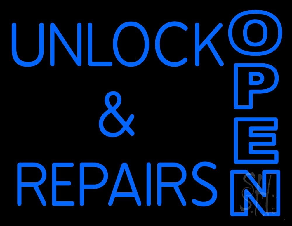 Unlock And Repairs Open 2 LED Neon Sign 24 x 31 - inches, Clear Edge ...