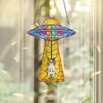 thumbnail image 3 of ViciArt UFO Stained Glass Suncatcher, Calico Cat Abduction Ornament, Funny Hanging Window Decor, Rainbow Light Catcher for Cat Lovers, 3 of 4