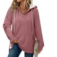 thumbnail image 3 of DAFPZW Women Oversized Sweatshirt Casual Split Hem Long Hoodie V-Neck Pullover with Kangaroo Pocket Fall Fashion Clothes, 3 of 7