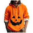 thumbnail image 1 of Chemise Décontractée Imprimée Halloween pour Hommes Col Rond Boutonnée Design Taches de Sang Manches Longues Grande Taille Haut Confortable Élégant, 1 of 5