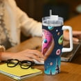 thumbnail image 6 of Fuzoiu Starry Sky Pine Tree Donut Print 40OZ Ice Bully Stainless Steel Insulated Cup with Handle and Straw - Perfect for Travel and Sports, 6 of 8