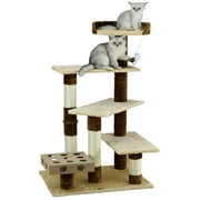 Go Pet Club SF068 45 in. IQ Busy Box Cat Free with Sisal Covered Scratching Posts, Beige & Brown