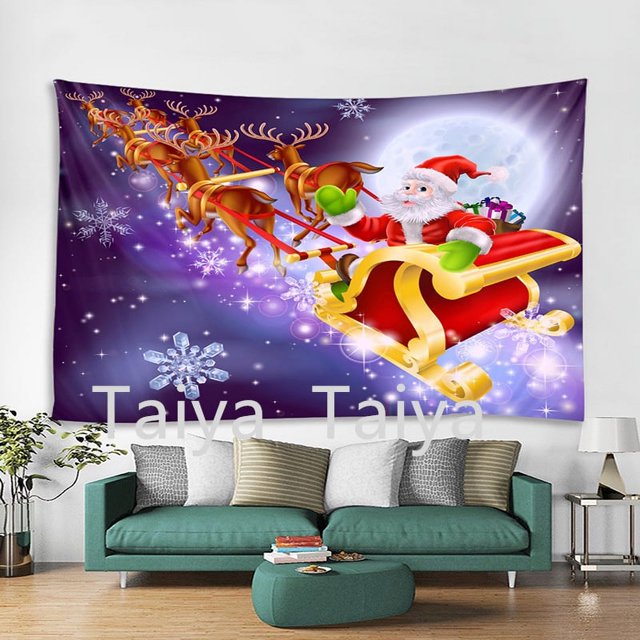 Venta al por mayor Navidad DIY 3D impreso digital karol g Santa Claus trineo Reno tapiz Navidad decorar