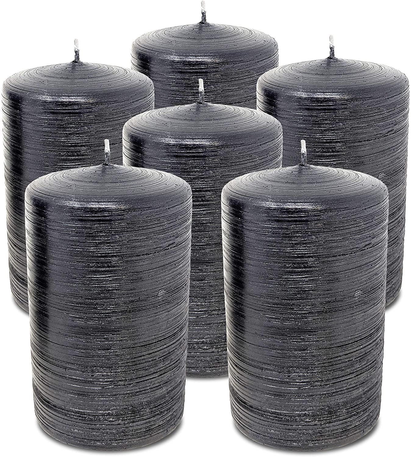 Set of 3 Charcoal Pillar Candles Dark Grey 3" x 4" Rustic Unscented Dripless ... 