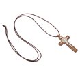 thumbnail image 1 of Crucifix Necklace, Hand Crafted Wood  Necklace Exquisite Walnut  For Car, 1 of 8