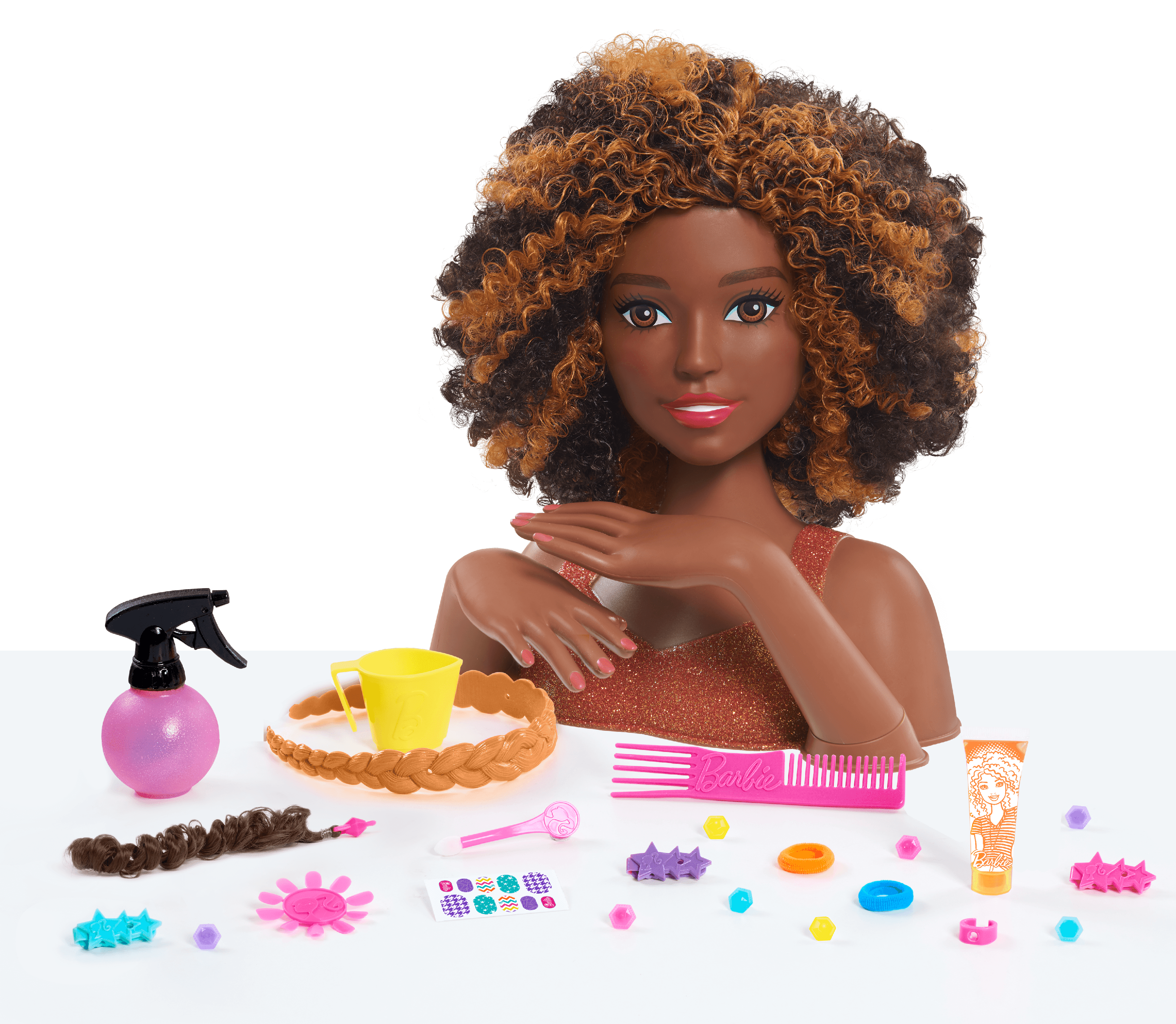 barbie styling head curly hair