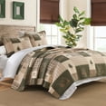 thumbnail image 4 of Bedduvit Rustic Farmhouse Queen Size Quilt - 100% Organic Cotton Quilt Set, Brown Green Plaid Lightweight Bedspread for Queen Beds, Bear Tree Animal Lodge Cabin Bedding Set with 2 Pillow Shams, 4 of 11