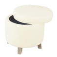 thumbnail image 4 of HomePop Round Transitional Faux Sheepskin Fabric Storage Ottoman in Cream, 4 of 10