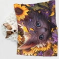 thumbnail image 3 of JUNZAN Waterproof Pet Blanket Dog Blankets, Sunshine Cute Cat Sunflower Pattern Printing Super Soft Warm,Urine Proof Washable Pet Blanket, 3 of 5