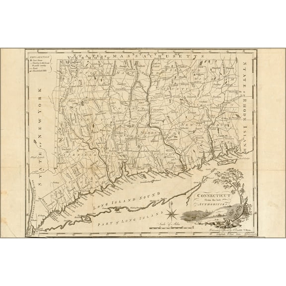 24"x36" Gallery Poster, map of Connecticut 1795 p2