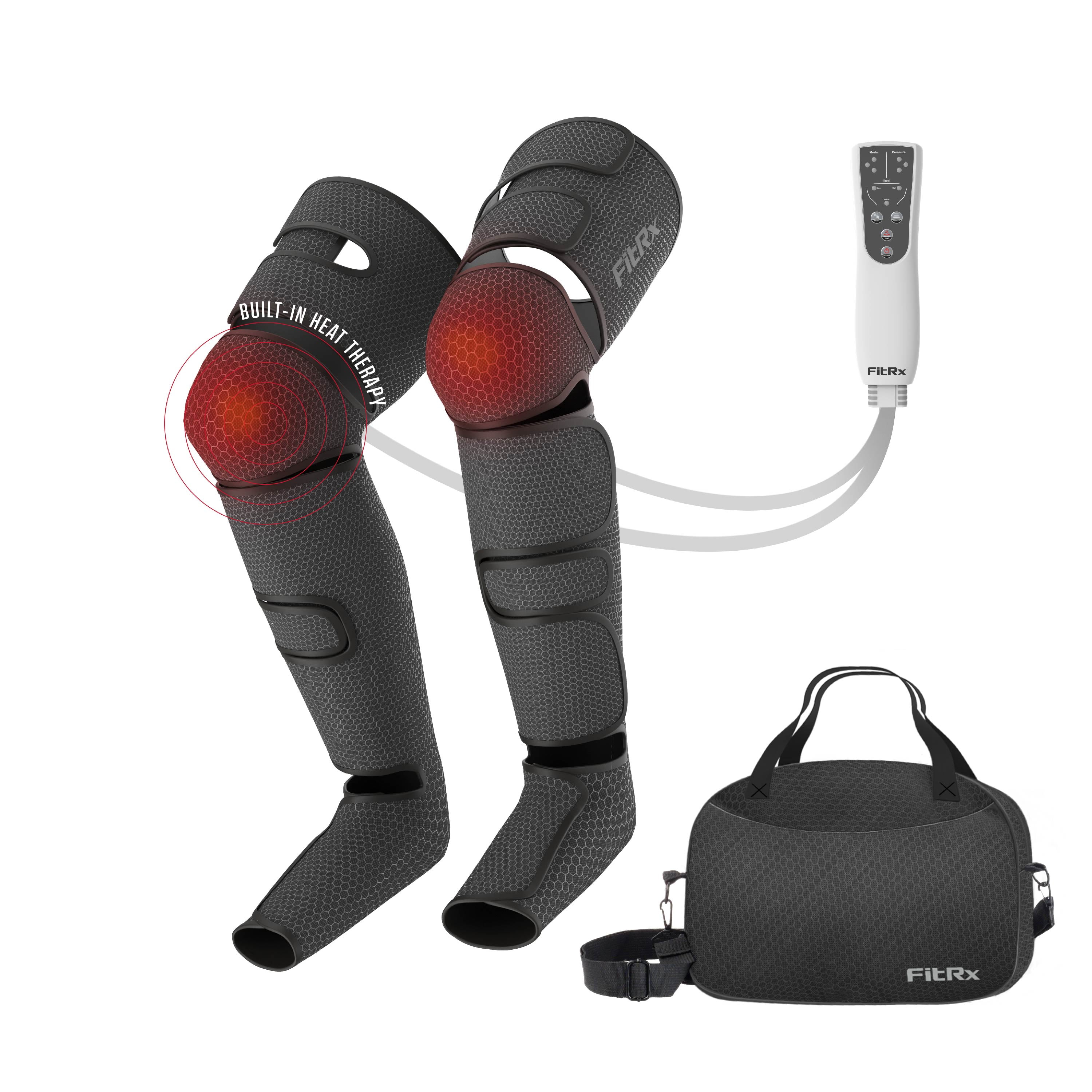 FitRx RecoverMax, Heated Compression Leg and Foot Massager with Multiple Massage, Intensity, and Heat Levels