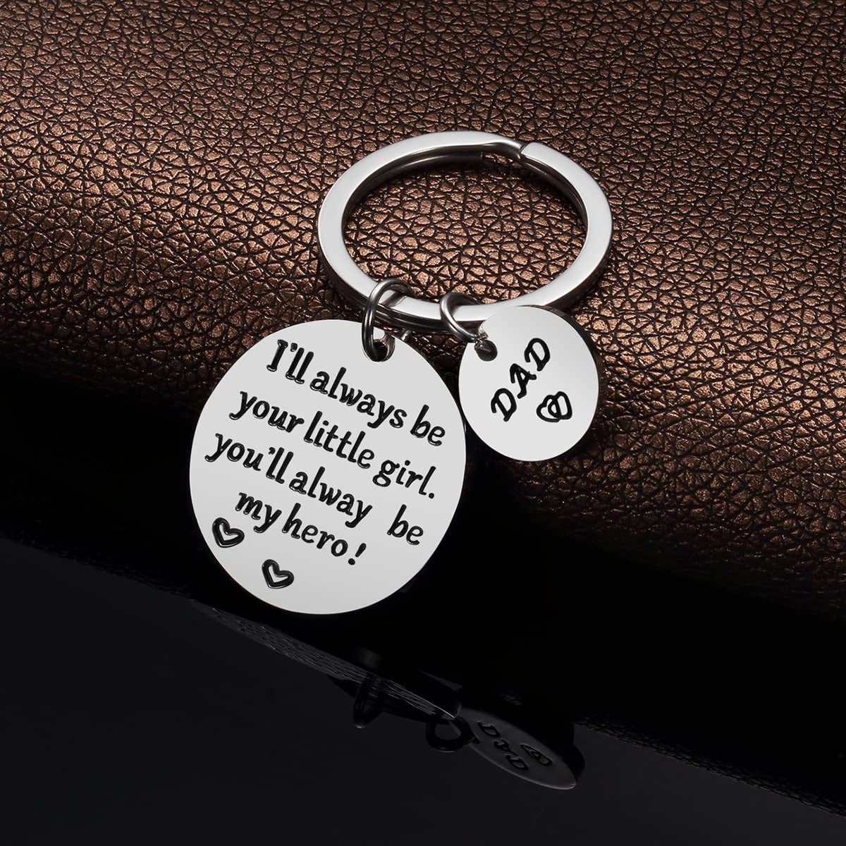 Fathers Day Keychain You Will Always Be My Hero Stainless Steel  ej 