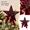 thumbnail image 2 of Burgundy Velvet Christmas Tree Star with Faux Pinecone Bow, Elegant Christmas Tree Topper for Cozy Holiday Living Room Table Decor, Festive Red Bow Party Decoration Tree Topper 1, 2 of 4