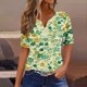 thumbnail image 1 of Fiudx Ofertas Del Día Blusa de Manga Corta Estampada a La Moda para Mujer, Blusas Informales con Cuello En V, 1 of 5
