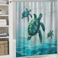 thumbnail image 6 of Orinice  Blue Ocean Shower Curtain for Bathroom Coastal Beach Decoration Teal Sea Turtle Curtain Set with Hooks,  36x72, 6 of 7