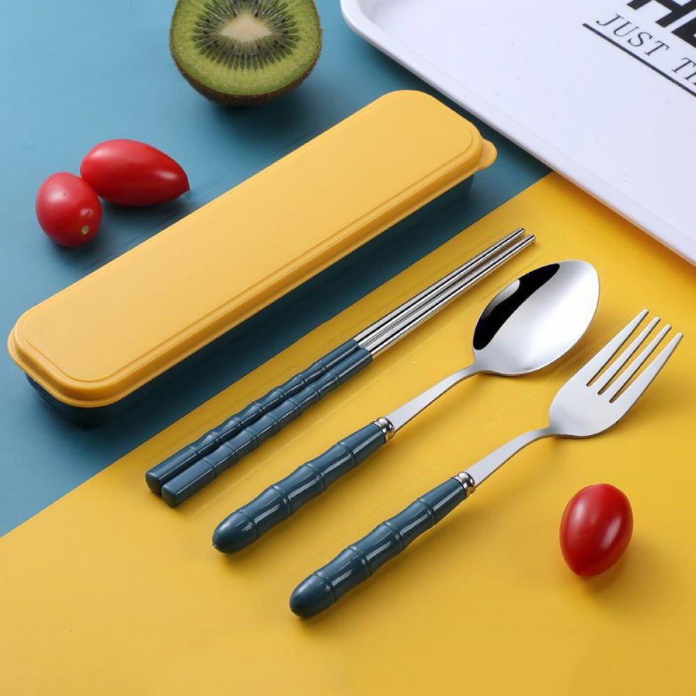 Reusable Utensils with Case, Travel Portable Fork Spoon Chopsticks Set