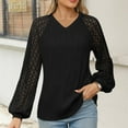 thumbnail image 3 of AELand Women's Long Sleeve Shirts V-Neck Lace Tops 2025 Spring Fashion Clothes Knitted Y2k Blouses, 3 of 7