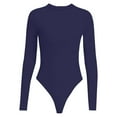 thumbnail image 5 of kamemir Women's Crew Neck Long Sleeve Bodysuit T Shirts Basic Tops(Blue,L), 5 of 5