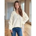 thumbnail image 6 of Women'S Winter Button Down Cardigan Sweaters Casual Coats Oversized Chunky Cable Knit Long Sleeve Outwear White L, 6 of 9