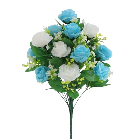 Rose Artificial Flowers Bouquet, Denbek Small Rose Artificial Flowers Bouquet, Fake Rose Flower Bunches, Small Roses for Home Indoor Outdoor Wedding Table Centerpieces Decor