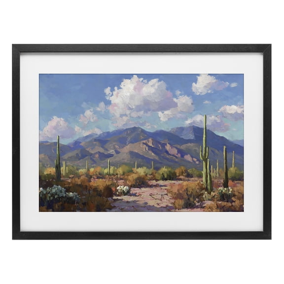 Stupell Industries Rustic Lodge Desert Mountains at Sunset Glow Black Framed Print Under Glass, 20 x 14, by Gina Kelly