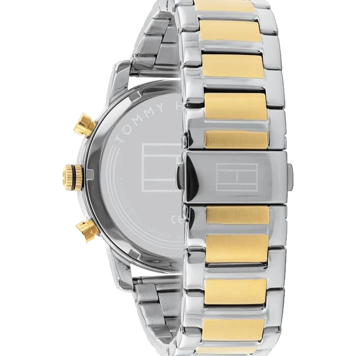 Tommy Hilfiger Chronograph 1791539 Black Dial Two Tone Bracelet 44MM Mens Watch