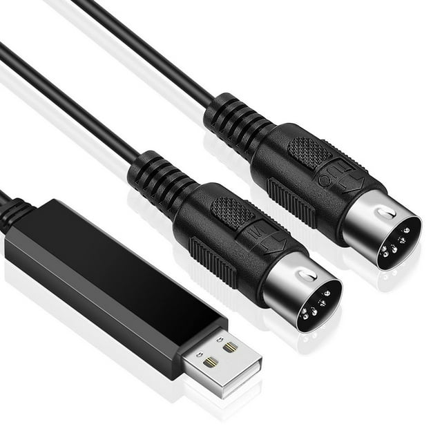 Convertisseur de Câble MIDI USB Interface USB vers Cordon MIDI In-Out Fonctionne pour PC Portable Clavier Piano en Studio de Musique 6.5 Pieds