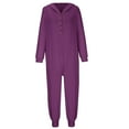 thumbnail image 6 of GaThRRgYP Womens Plus Size Pants Clearance,Women's Fashion Hooded Button Rompers Solid Casual Long Sleeve Pocket Jumpsuit, 6 of 8