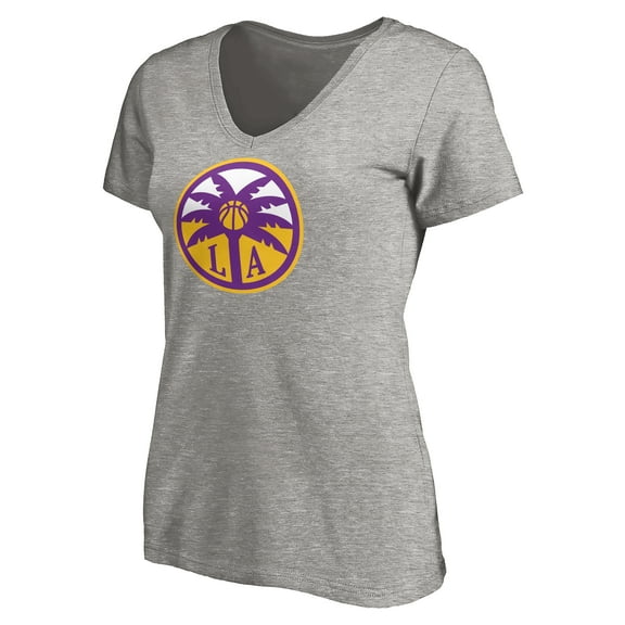Women's Heathered Gray Los Angeles Sparks Primary Logo V-Neck T-Shirt
