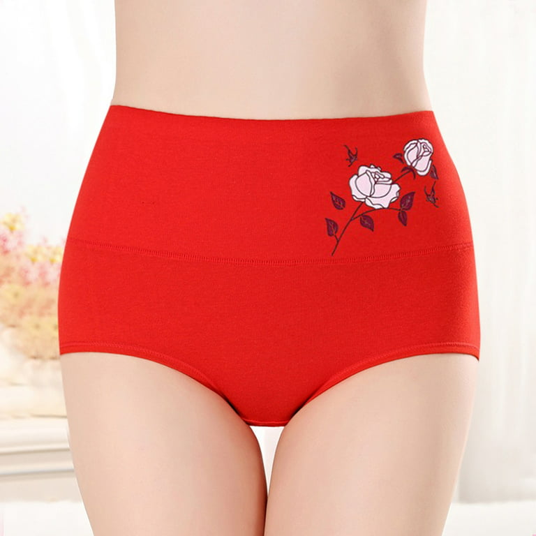 Lingerie For Women Elastic Underwear Comfortable Cotton Fashion Printing  Bodysuit Red M 