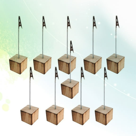 HEMOTON 10Pcs Seat Clip Table Photo Holder for Wedding Buffet Table Decoration Light Brown Wood