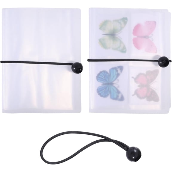 Clear Stamp Storage Book 6.3x7.9inch Transparent Plastic Photocard Storage Photo Album with Elastic Lace Rope Clear Sticker Organizer Book for Journal Sticker Organizer Binder