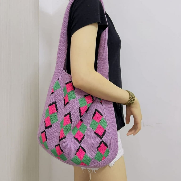 Crochet Tote Bag Aesthetic Y2K Cute Hippie Bag Beach Indie Chic Shoulder  Handbags Purse Accessories for Women