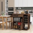 thumbnail image 3 of Topbuy Kitchen Island Cart with Drop-Leaf & Power Outlet Rolling Kitchen Cart on Wheels with Microwave Shelf Glass Holder Brown, 3 of 9