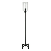 Evelyn&Zoe Industrial Metal Floor Lamp with Seeded Glass Shade