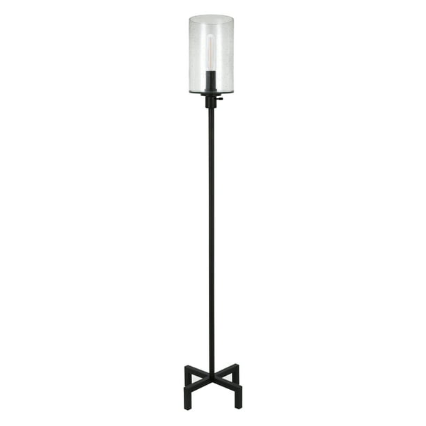 Evelyn Zoe Industrial Metal Floor Lamp With Seeded Glass Shade Com Evelyn Zoe Industrial Metal Floor Lamp, Black Metal Floor Lamp With Glass Shade