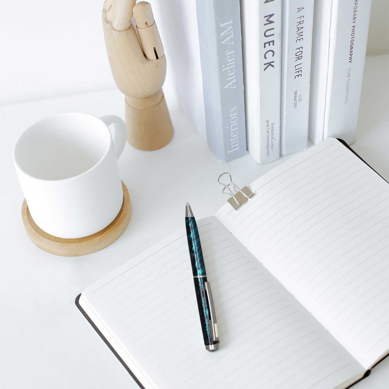 4G Ball Pen - Turquoise with White Accents with Single Gift Box Rosewood
