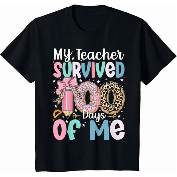 My Teacher Survived 100 Days of Me 100th Day of School Girls T-Shirt