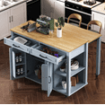 thumbnail image 4 of Euroco 47 inch Kitchen Island with Extendable Dining Table, Rubber Wood Veneer Kitchen Table with Internal Storage Rack, 4 of 14