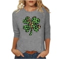 thumbnail image 3 of TaTaai Women St. Patrick's Print Loose Black Crew Neck 3/4 Sleeve Top Fashion Casual T-Shirt Ladies Spring Holiday Wear Lightweight Breathable Non-See-Through No Fading Stylish Top Gift, 3 of 7