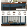 thumbnail image 2 of 52" Retro Half Moon Console Table - Curved Wood Sofa Table with 2 Drawers & Open Shelf for Entryway, Living Room & Hallway in Navy Blue, 2 of 9