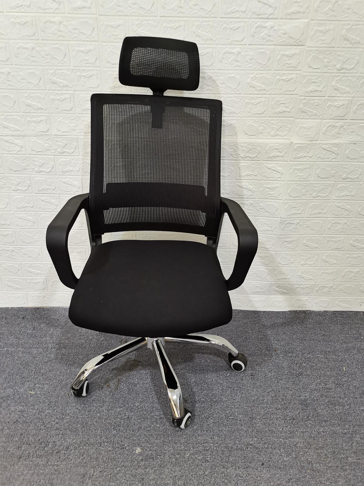 Ergonomic Mesh Office Chair, High Back Desk Chair - Adjustable Headrest and Height, Fixed Armrest -  Tilt Function, Comfortable Back Support and Roller Wheels, Swivel Computer Task Chair - image 3 of 5