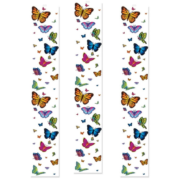 Club Pack of 12 Blue and Orange Springtime Butterfly Party Panel Hanging Decors 72"