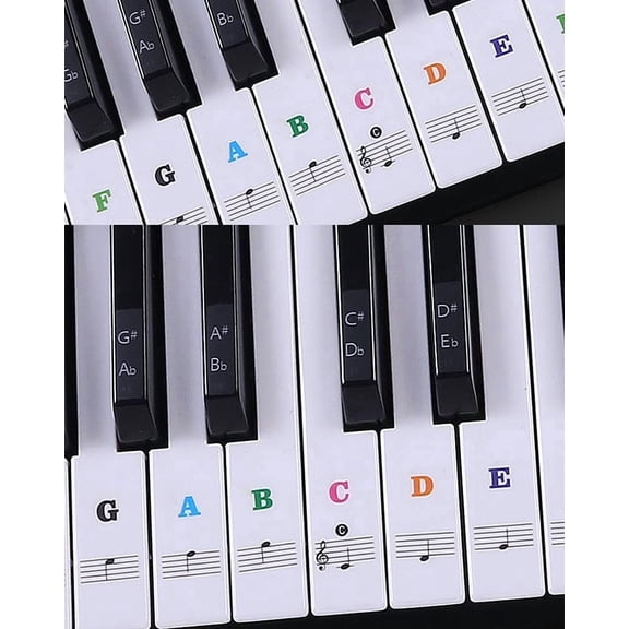 Piano Stickers for Beginners, 88 Keys, Colorful, Multi-Color, Transparent, Removable, Perfect for Kids Learning Piano